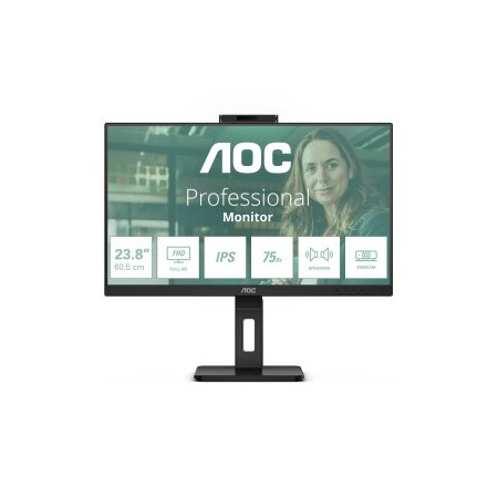 Monitor Profesional AOC 24P3QW 23.8″/ Full HD/ Webcam/ Multimedia/ Regulable en altura/ Negro