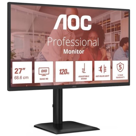 Monitor Profesional AOC Q27E4CV 27″/ QHD/ Multimedia/ Regulable en altura/ Negro
