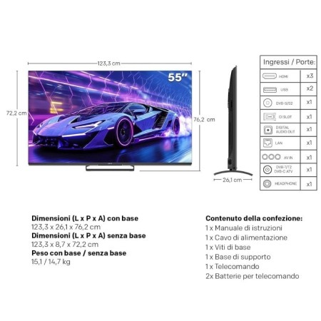 Televisor Metz QLED-MiniLED 55MNE8000Z 55″/ Ultra HD 4K/ Smart TV/ WiFi