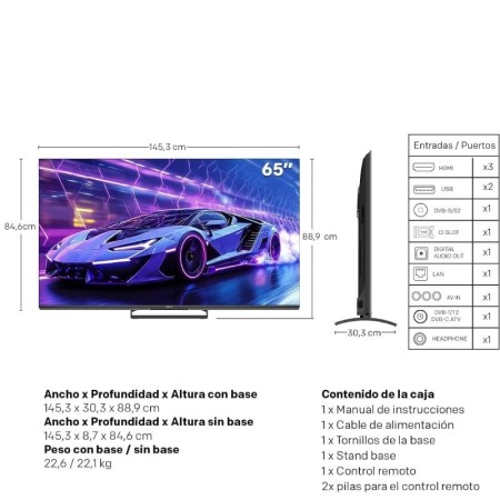 Televisor Metz QLED-MiniLED 65MNE8000Z 65″/ Ultra HD 4K/ Smart TV/ WiFi