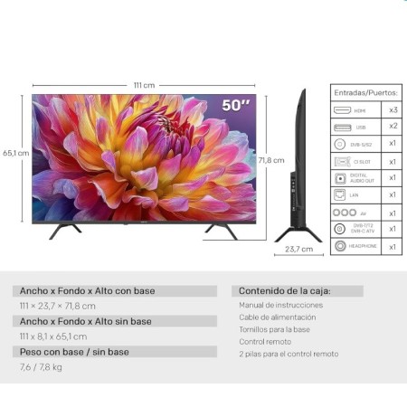 Televisor Metz 50MUF7000Z 50″/ Ultra HD 4K/ Smart TV/ WiFi