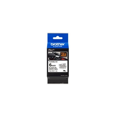 Cinta laminada brother tzefx211 texto negro sobre fondo blanco -  6mm ancho -  8m longitud