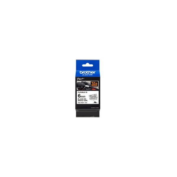 Cinta laminada brother tzefx211 texto negro sobre fondo blanco -  6mm ancho -  8m longitud