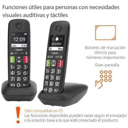 Teléfono Inalámbrico Gigaset E290/ Pack DUO/ Negro