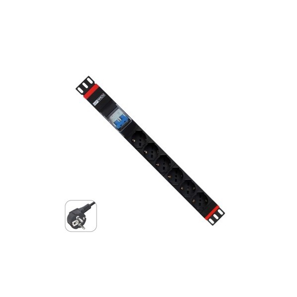 Regleta rack wp 1u 6 enchufes schuko con magnetotermico