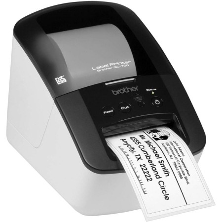 Impresora de Etiquetas Brother QL-700/ Térmica/ Ancho etiqueta 62mm/ USB/ Blanca y Negra