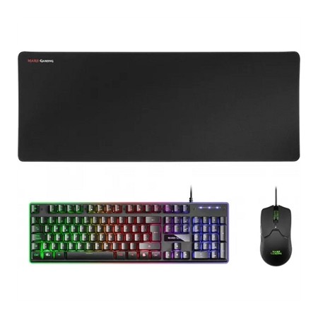 Pack Gaming Mars Gaming MCPX/ Teclado H-MECH + Ratón Óptico + Alfombrilla/ Negro