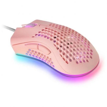 Mouse raton mars gaming optico usb 7 botones 32000ppp rgb rosa