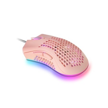 Mouse raton mars gaming optico usb 7 botones 32000ppp rgb rosa
