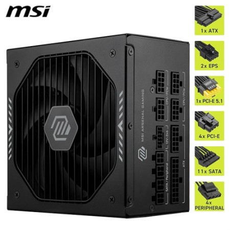 Fuente alimentacion msi mag a1000gls pcie5 gaming atx 1000w