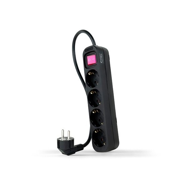 Regleta 4 tomas 1.4m con interruptor nanocable negro 4 tomas -  250v -  proteccion