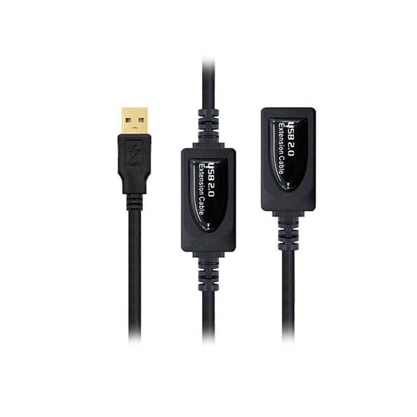 Cable usb tipo a 2.0 a usb tipo a nanocable橪斉槚 10m negro -  macho - hembra