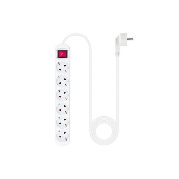Regleta 6 tomas 1.4m nanocable con interruptor blanco 250v -  proteccion