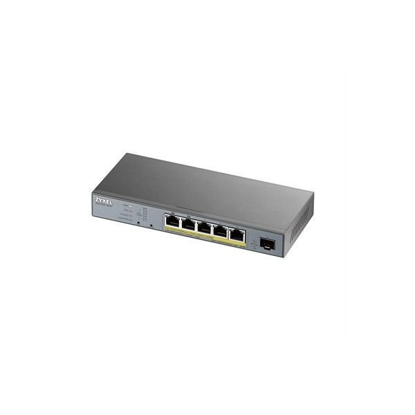 Switch 6 puertos zyxel gs1350 - 6hp - eu0101f 5 puertos gigabit ethernet  1 puerto sfp