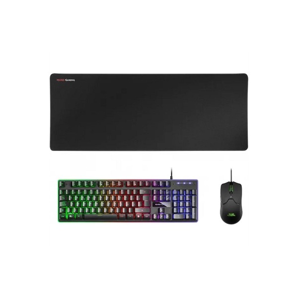 Kit teclado  raton mars gaming mcpx rgb negro  alfombrilla