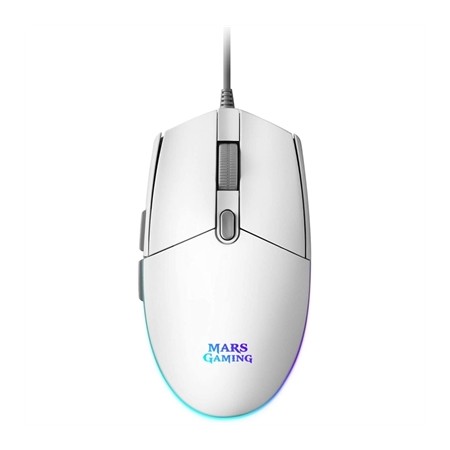 Raton mars gaming mmgw optico usb 6 botones 3200ppp rgb blanco