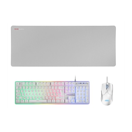 Kit teclado  raton mars gaming mcpxwfr rgb blanco  alfombrilla frances