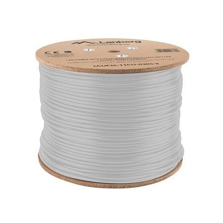 Bobina cat.6a lanberg ftp 305m  rj45 solid cobre lszh cpr fluke teste awg24 gris