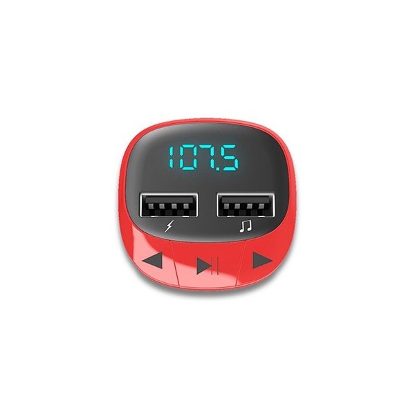 Transmisor fm coche energy sistem rojo fm - 87.5 - 108 mhz - cargador - microsd - usb - mp3