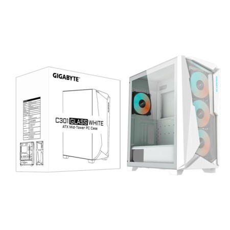 Caja ordenador gaming gigabyte ac301gw v2 atx rgb vidrio blanco