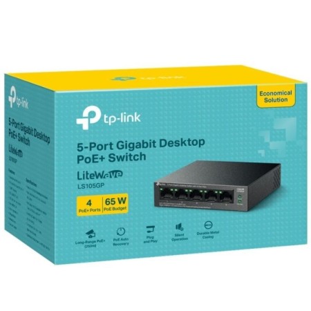 TP-Link LS105GP Switch 4xGb PoE+ 1xGb 65w