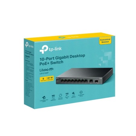 TP-Link LS1210GP Switch 8xG PoE+ 1xGb 1xSFP 61W