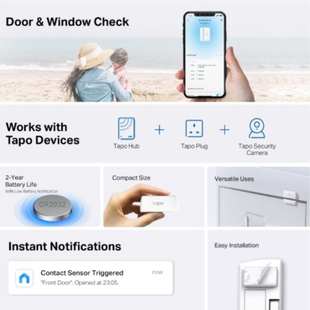 Sensor de Contacto Inteligente TP-Link Tapo T110/ Requiere Hub Inteligente