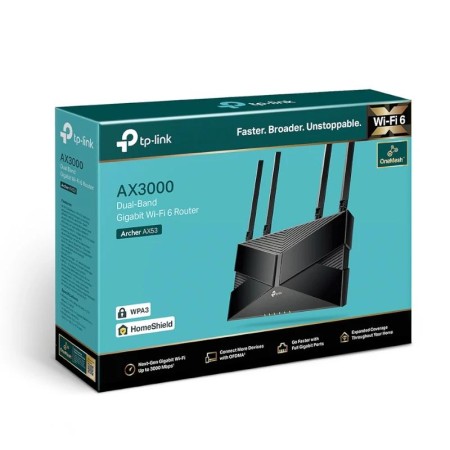 Router Inalámbrico TP-Link Archer AX53/ WiFi 6/ 3000 Mbps/ 2.4GHz 5GHz/ 4 Antenas/ WiFi 802.11ax/ac/n/a/ - n/b/g