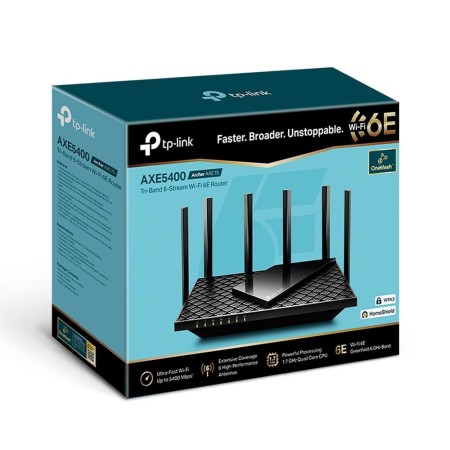 Router Inalámbrico TP-Link Archer AXE75/ WiFi 6E/ 5400 Mbps/ 2.4GHz 5GHz 6GHz/ 6 Antenas/ WiFi 802.11ax/ac/n/a/ - n/b/g