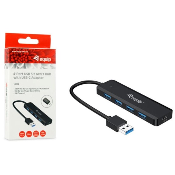 Hub usb equip life a 4 x usb 3.2 - 1 x usb tipo c  adaptador usb tipo c