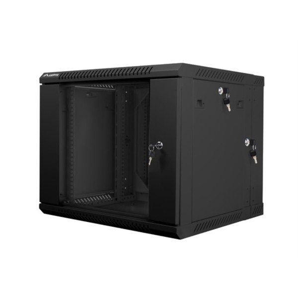 Armario lanberg mural doble seccion rack 19 pulgadas 9u -  600x600 negro