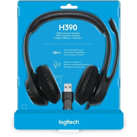 Logitech Auricular+Mic H390 USB Negro