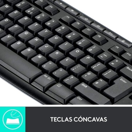 Teclado + mouse logitech mk270 optico wireless inalambrico usb 2.0 negro