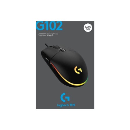 Ratón Gaming Logitech G102 Lightsync/ Hasta 8000 DPI/ Negro
