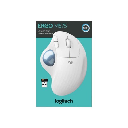Mouse raton logitech ergo m575 bluetooth & wireless blanco