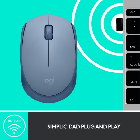 Ratón Inalámbrico Logitech M171/ Hasta 1000 DPI/ Gris Azulado