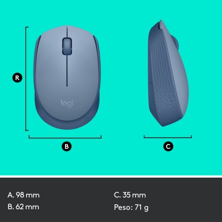 Ratón Inalámbrico Logitech M171/ Hasta 1000 DPI/ Gris Azulado