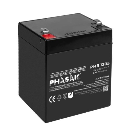 Batería Phasak PHB 1205 compatible con SAI/UPS PHASAK según especificaciones