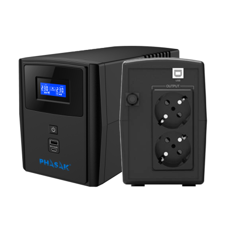 SAI Línea Interactiva Phasak SIRIUS 800 VA Interactive/ 800VA-480W/ 2 Salidas/ Formato Torre