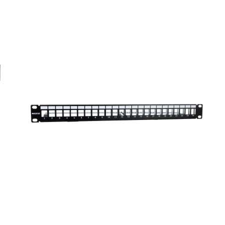 Panel frontal armario rack 19 pulgadas phasak para 24 conectores 1u con org. de cables ftp negro pa 3524