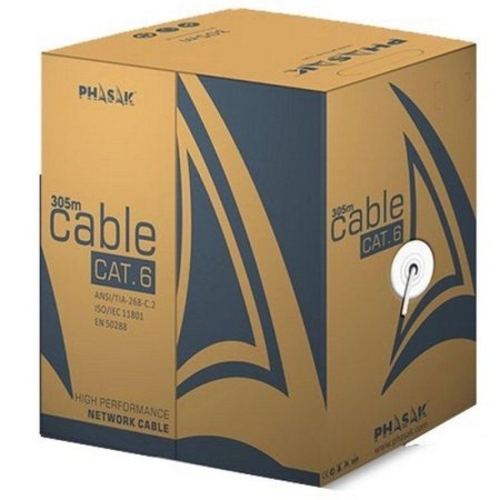 Bobina cable red solido phasak utp cat.6 awg23 cca 305m gris phr 6302