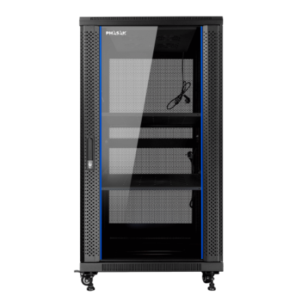Armario rack de suelo 19 pulgadas phasak pro 27u negro 600x600 montado pho 6627
