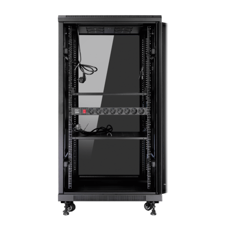 Armario rack de suelo 19 pulgadas phasak pro 27u negro 600x600 montado pho 6627