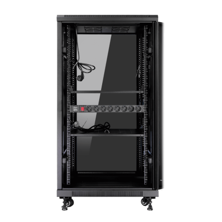 Armario rack de suelo 19 pulgadas phasak pro 27u negro 600x1000 montado pho 6127