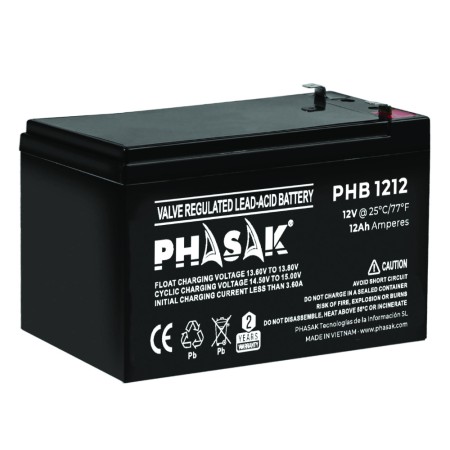 Batería Phasak PHB 1212 compatible con SAI/UPS PHASAK según especificaciones