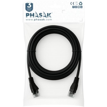 Cable de Red RJ45 UTP Phasak PHK 1702 Cat.6/ 2m/ Negro