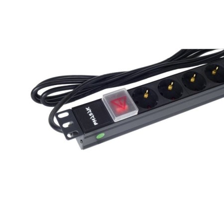 Regleta con Interruptor Phasak BNS 1520/ 8 Tomas de Corriente/ Cable 3m/ Negro