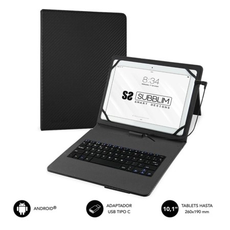Funda  teclado subblim para tablet 10.1 pulgadas negro