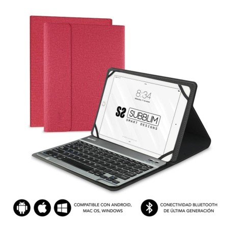 Funda  teclado subblim keytab pro para tablet 10.1 pulgadas rojo