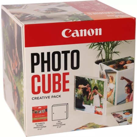 Papel canon pp - 201 5x5 pulgadas (40 hojas)  marco fotos xlboom acrílico 13x13cm  photo cube white - creative pack last - orang